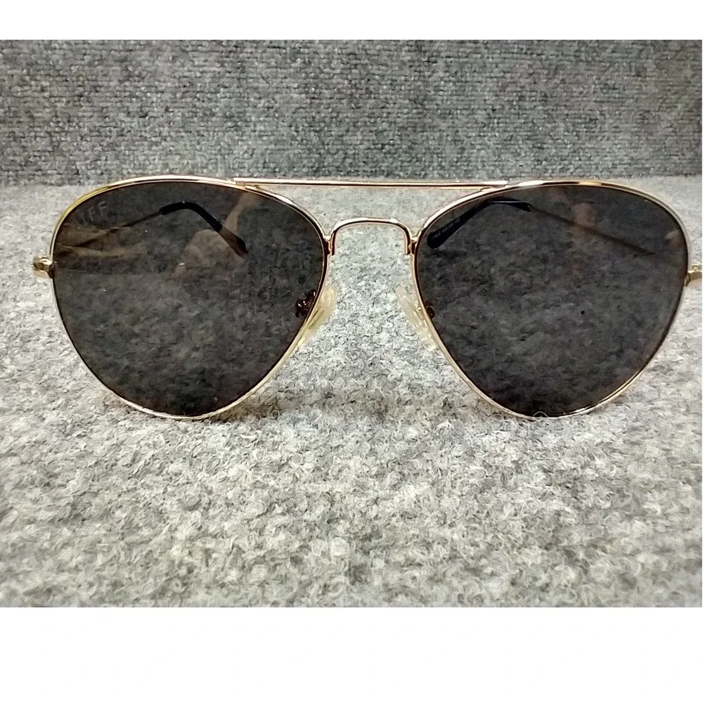 DIFF Eyewear Cruz Aviator Sunglasses Gold Grey GD-GR 186 58-16-145 With Case